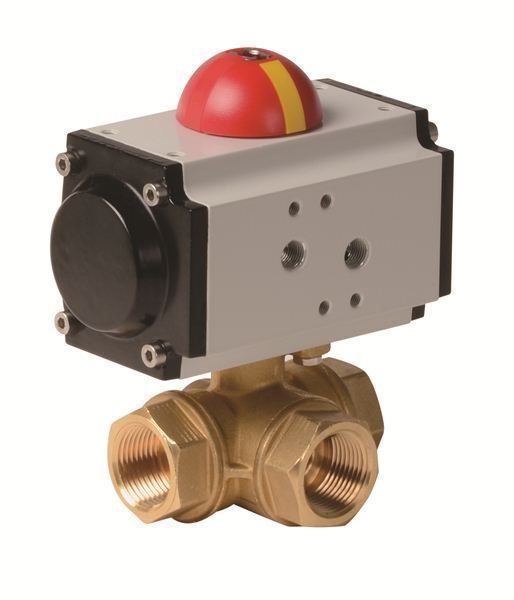Pneumatic Actuator with 3-Way Brass Ball Valve (PYHG - AP Series)