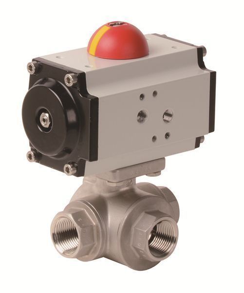 Pneumatic Actuator with 3-Way Stainless Steel Ball Valve (PYSA - AP Series)